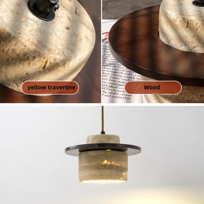 DecorBites™ مصباح حائط LED من حجر الترافرتين الأصفر مصباح سرير حديث