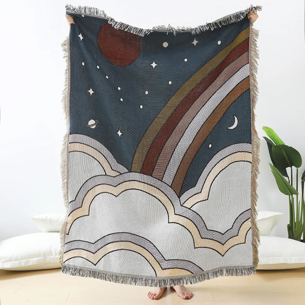 DecorBites™ Daisy Pattern Woven Throw Blanket: Stylish Tassel Thread Blanket for Home Decor & Picnics