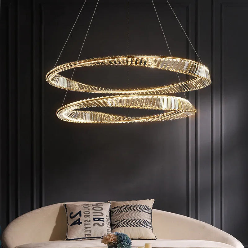 DecorBites™ Irregular Gold Steel LED Pendant Light with Dimmable K9 Crystals