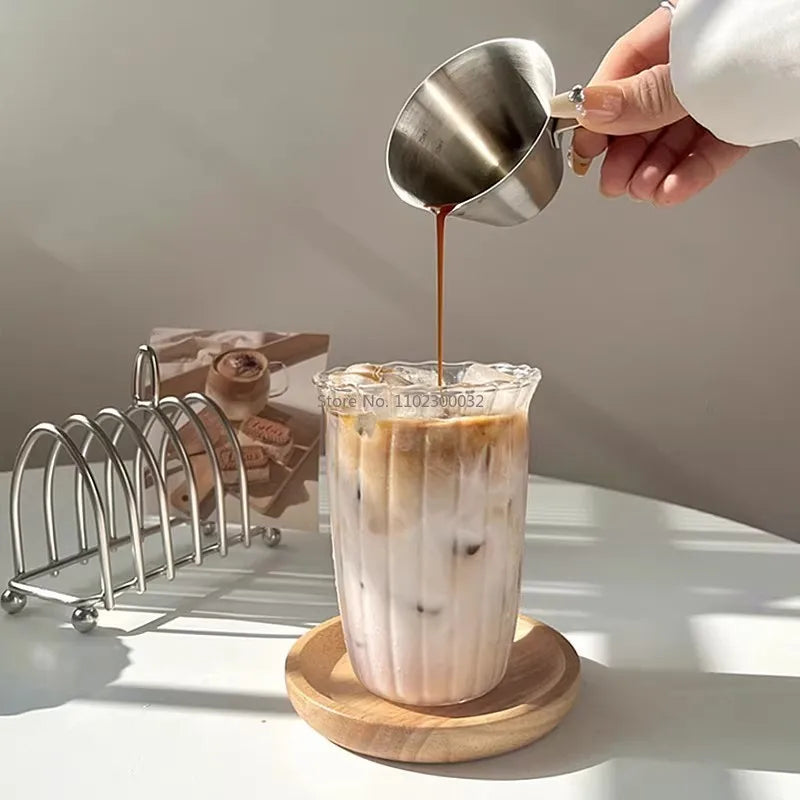 Tasse en verre à rayures résistante à la chaleur DecorBites™ pour la maison et le bureau