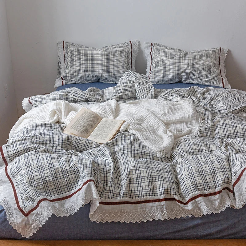 طقم مفروشات من الدانتيل الكشكش الكوري من DecorBites™ للفتيات