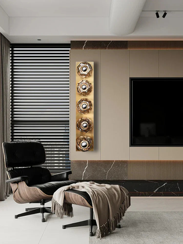 مصباح حائط كريستالي فاخر من DecorBites™ لخلفية التلفزيون الحديثة وديكور غرفة المعيشة