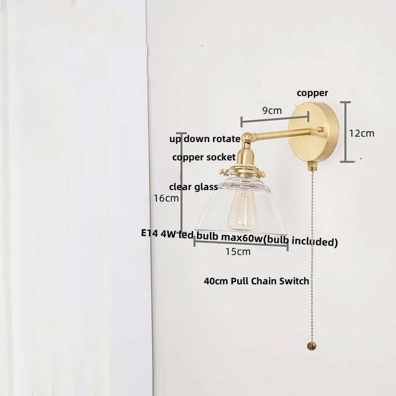 DecorBites™ Clear Glass LED Wall Lights with Pull Chain Switch.