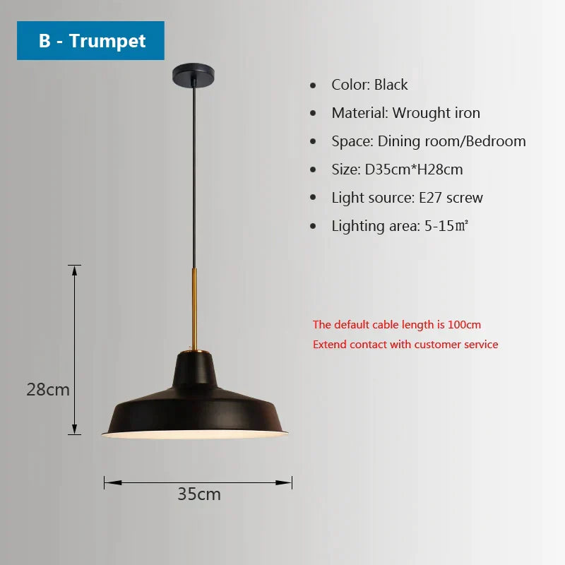 DecorBites™ Iron Industrial Chandeliers, Nordic Pendant Light for Home, Retro Loft Hanging Lamps
