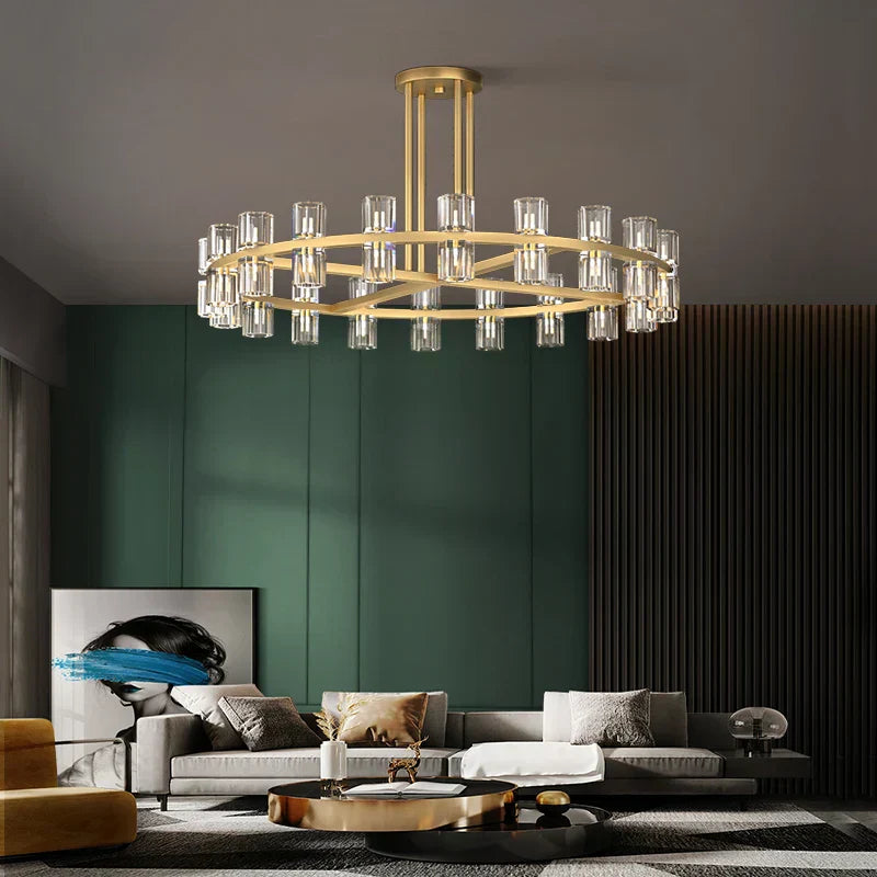 DecorBites™ Crystal Black Gold Luxury LED Hanging Pendant Light for Living Room