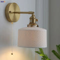 DecorBites™ Copper LED Sconce Wall Lamp Pull Chain Switch Nordic Modern Ceramic Mirror Light