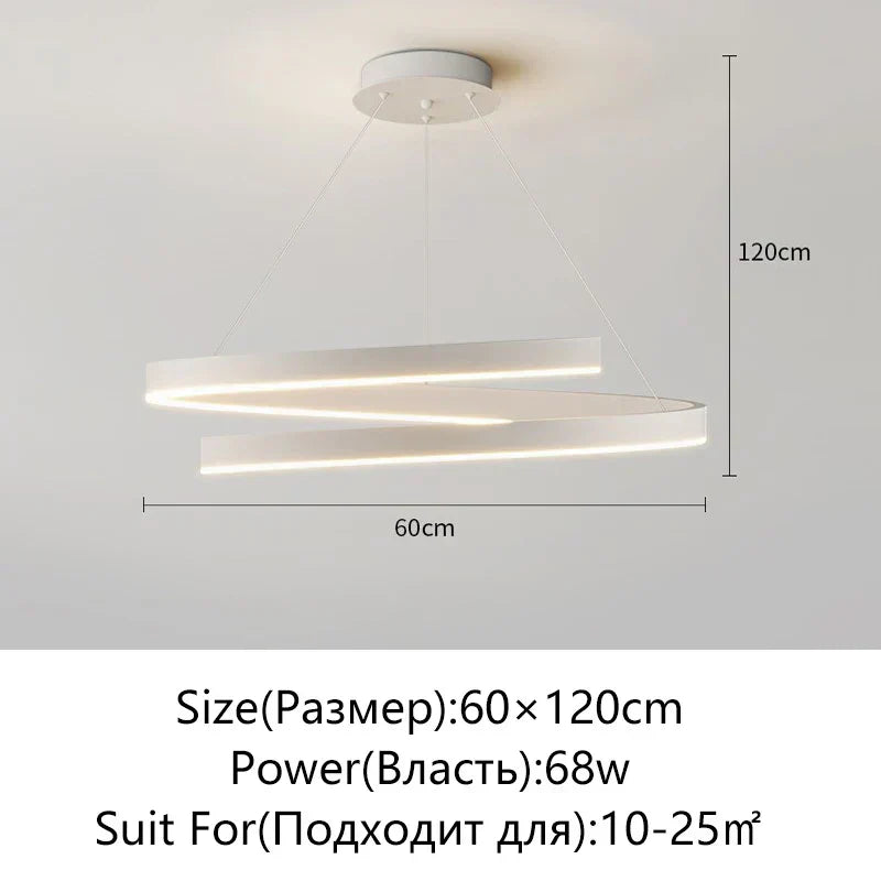 DecorBites™ Black/White Spiral Chandelier for Living Dining Kitchen. Trendy Round Indoor Lighting Fixture.