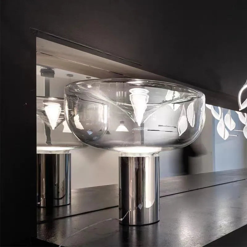 DecorBites™ Aella Table Lamp: Elegant Clear Glass Luxury Art Desk Lamp for Office, Bedroom, and Foyer