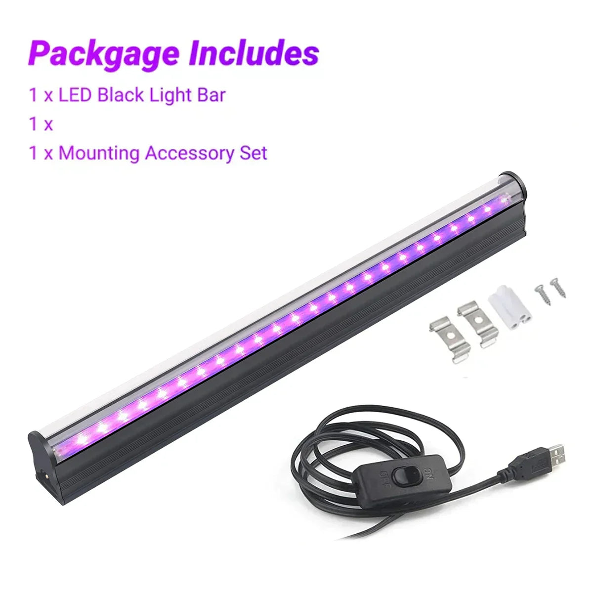 إضاءة LED سوداء DecorBites™ بقدرة 6 واط: شريط إضاءة UV أسود 395 نانومتر T5 لديكور الهالوين المتوهج