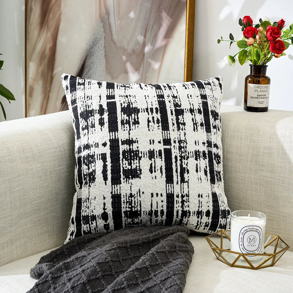 DecorBites™ Geometric Chenille Pillow Cover: Stylish Nordic Jacquard Cushion for Sofa