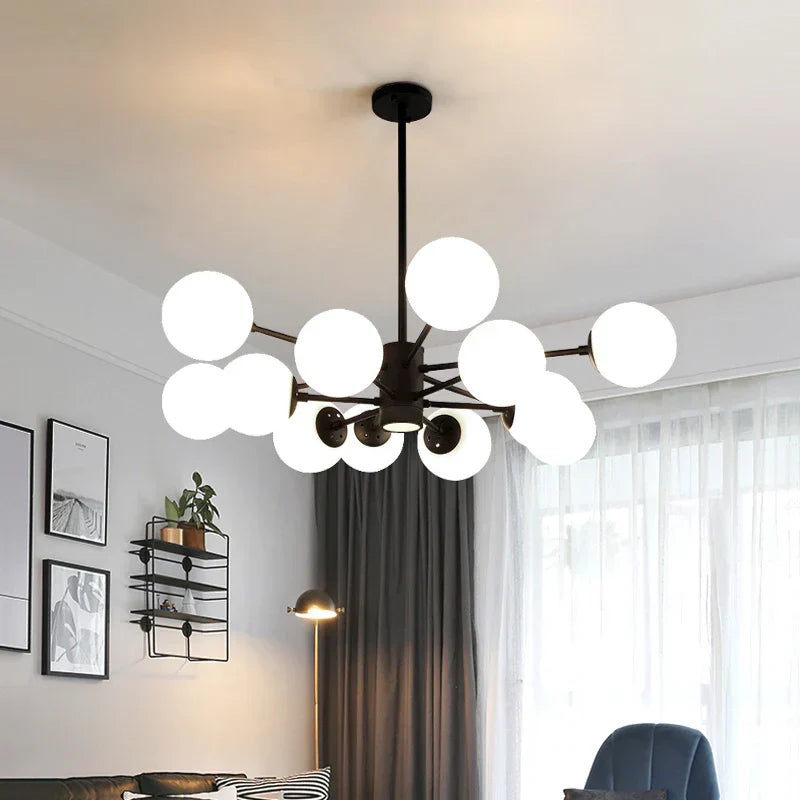 DecorBites™ Glass Ball LED Chandelier for Bedroom Dining Room - Elegant Ceiling Pendant Lamp