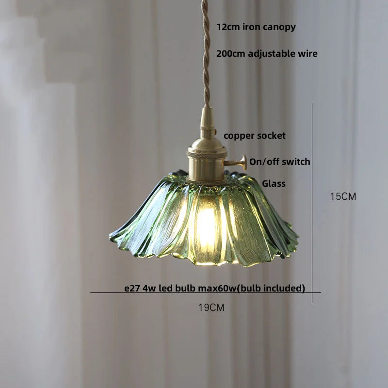 DecorBites™ Amber Flower Glass LED Pendant Lights for Home Decor