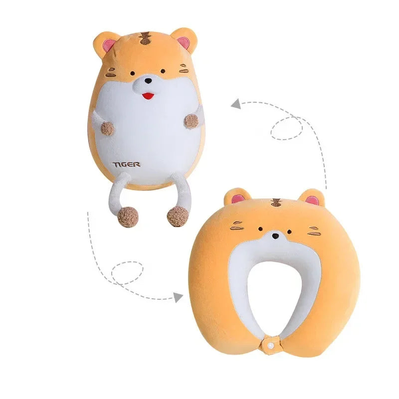 DecorBites™ Cute Plush Animal Neck Pillow for Comfortable Travel & Office Rest