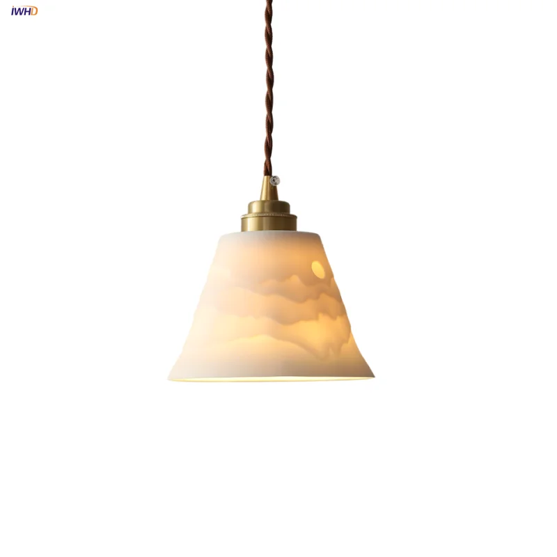 مصباح قلادة DecorBites™ LED سيراميك: مصباح تعليق عصري قابل للتعديل للمطبخ وغرفة الطعام والبار