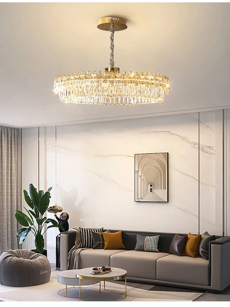 DecorBites™ Double Crystal Ceiling Chandelier: Modern Luxury Home Decoration for Living Room