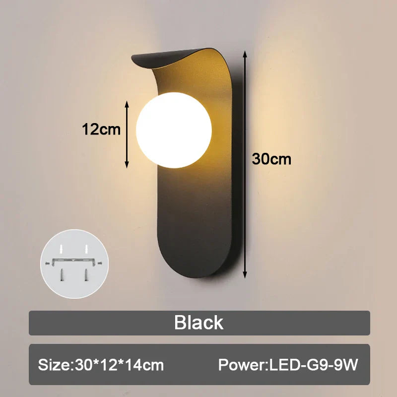 DecorBites™ Frosted Glass Ball LED Wall Lamp for Corridor, Aisle, and Bedroom