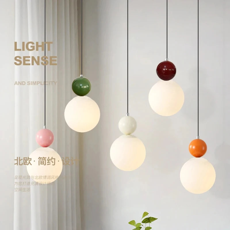 European White Glass Globe Pendant Light