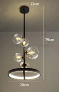 DecorBites™ Glass Ball LED Chandelier: Modern Long Pendant Lighting for Living Room and Shop