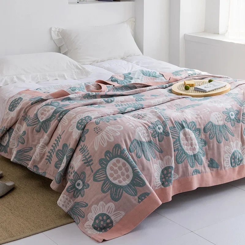 DecorBites™ Cotton Gauze Towel Throw Blanket - Soft and Cozy Bedspread for All Seasons