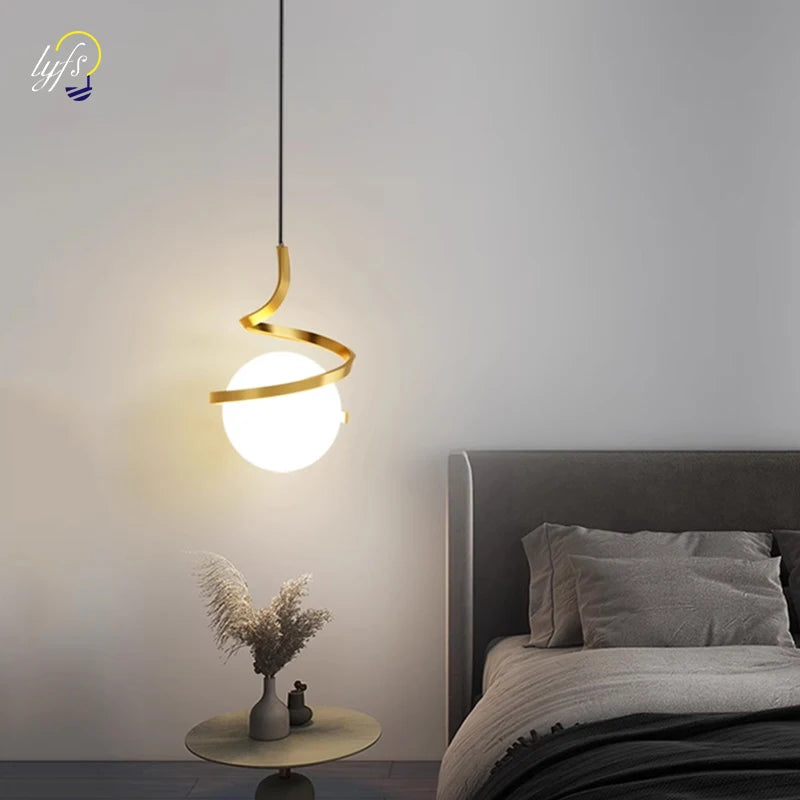 Nordic Glass Ball Pendant Light in Iron Finish
