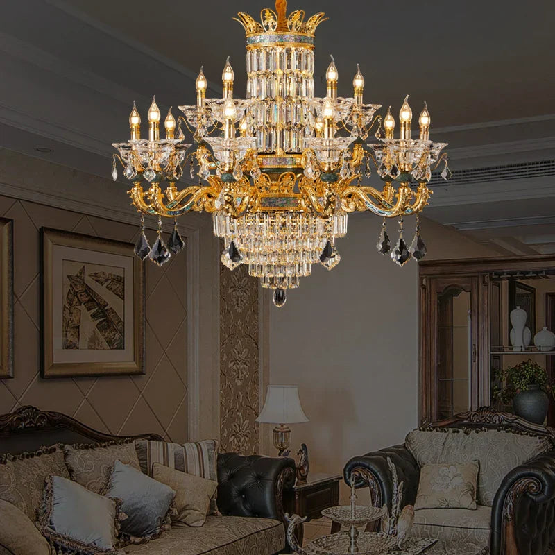 DecorBites™ ثريا كريستال فاخرة: إضاءة شمعة أنيقة لغرفة المعيشة والطعام من النحاس