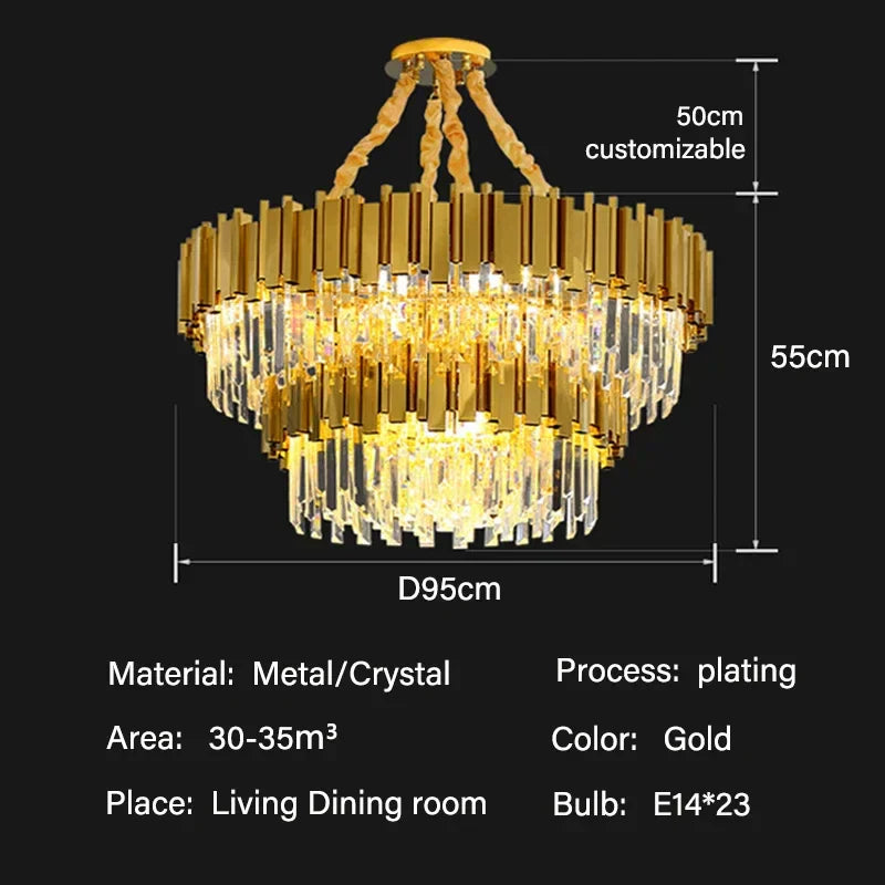 DecorBites™ Crystal Oval Ceiling Chandelier LED Lights Bedroom Living Room Lighting
