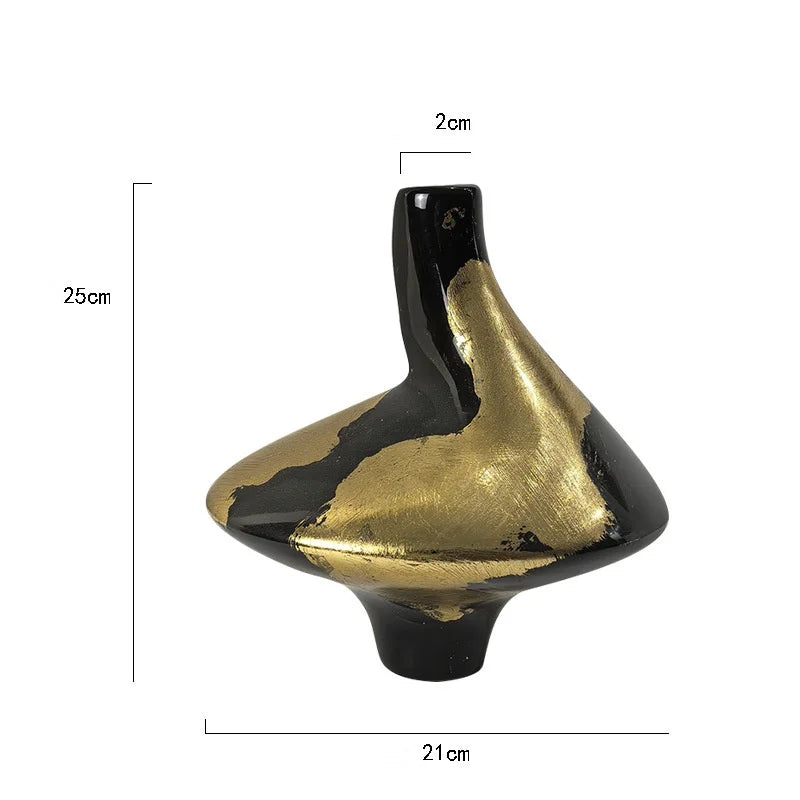 "DecorBites™ Gold Foil Pattern Ceramic Vase - Handcrafted Flowerpot Terrarium Home Decor"