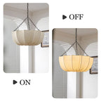 Japanese Fabric Flower Pendant Light With Iron Chain