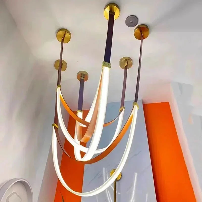 Nordic Belt Pendant Light in Black or Orange