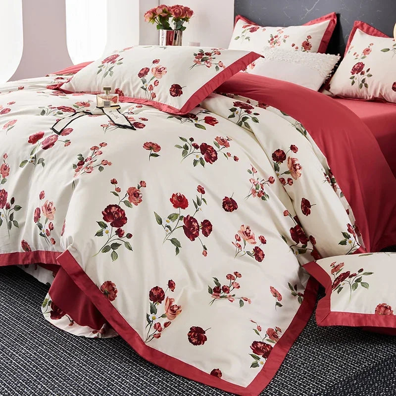 طقم مفروشات أسرة من القطن المصري™ ماركة DecorBites مقاس كوين وكينج ومزدوج، مطبوع