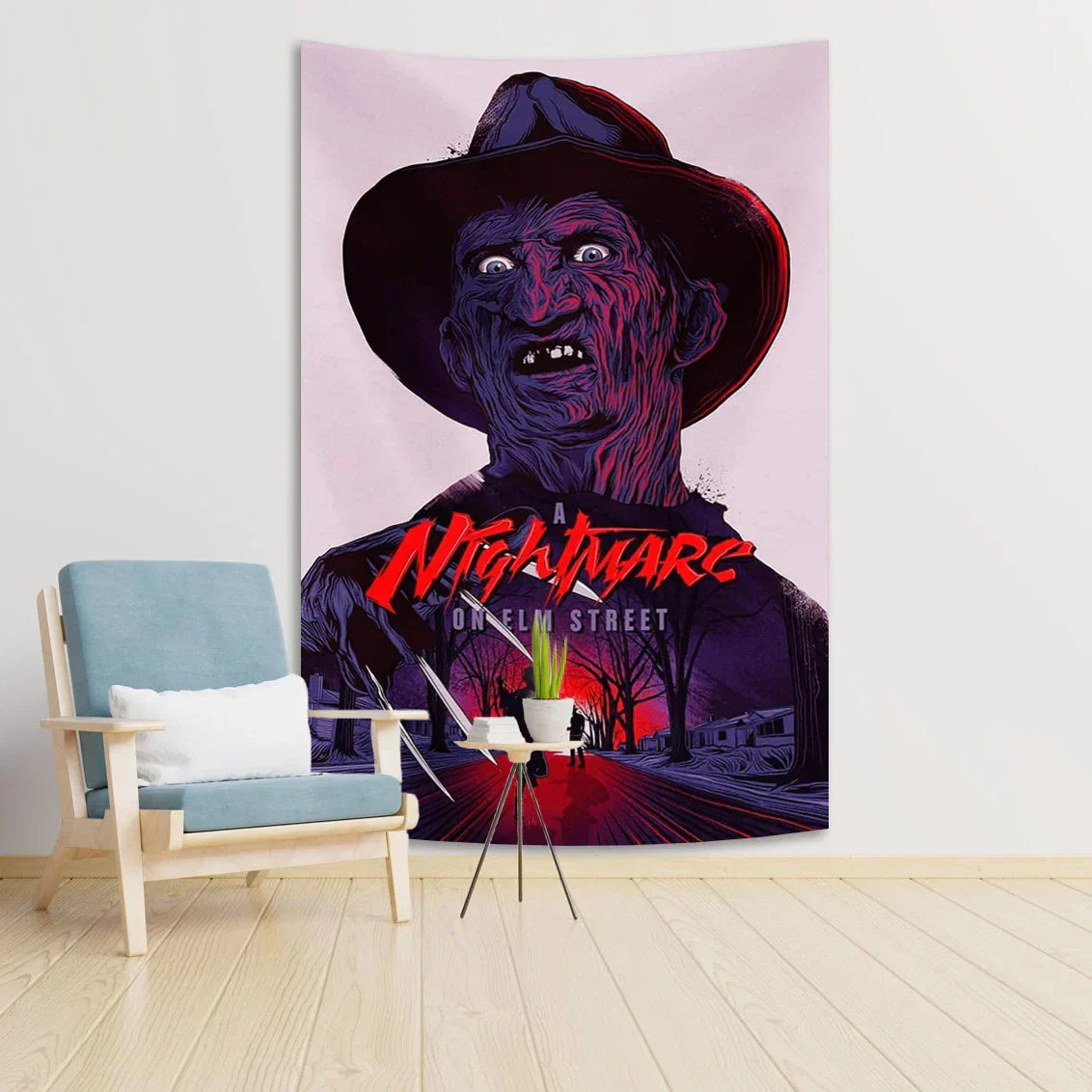 DecorBites™ Horror Movie Freddy Krueger Wall Tapestry: Scary Halloween Room Decoration