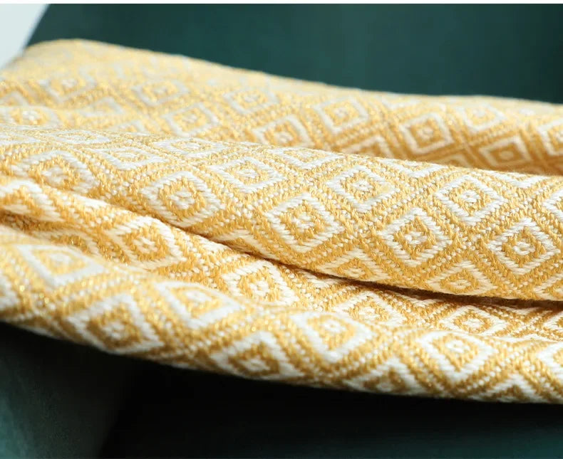 DecorBites™ Golden Knitted Blanket: Luxuriously Soft Sofa Cover & Bedspread