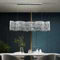 Modern Linear Crystal Pendant Light In Brushed Stainless