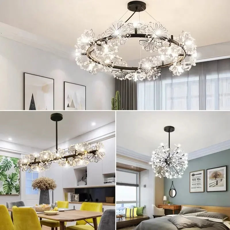 DecorBites™ Crystal Bionic Petals Chandelier for Living Dining Bedroom Hall Hotel Decor