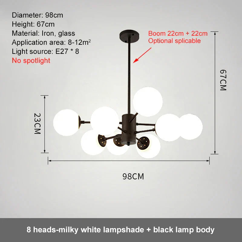 DecorBites™ Glass Ball LED Chandelier for Bedroom Dining Room - Elegant Ceiling Pendant Lamp