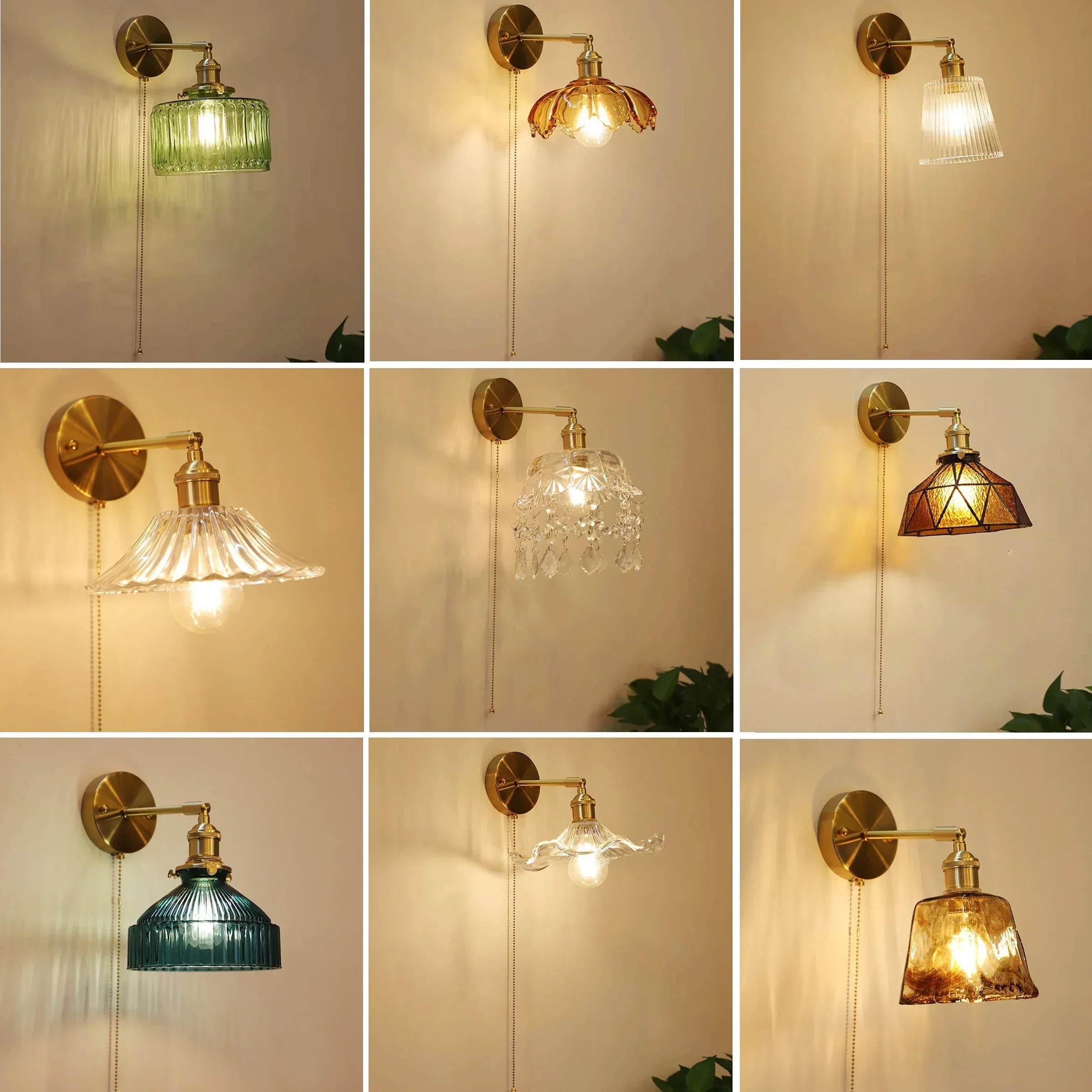 DecorBites™ Art Deco LED Wall Lamp with Pull Switch, Nordic Design, Glass Interior Wall Light