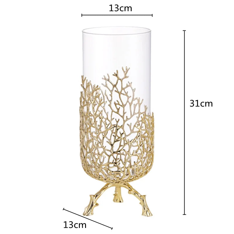 DecorBites™ Coral Crystal Tree Glass Vase Metal Frame Resin Ocean Figurines, Home Decor