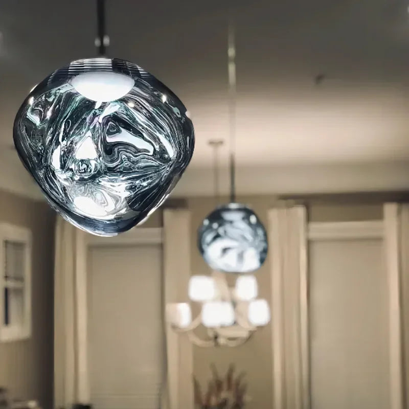 ثريا معلقة على شكل مصباح زجاجي لافا من DecorBites™ بإضاءة LED، مصباح داخلي حديث معلق لديكور المنزل