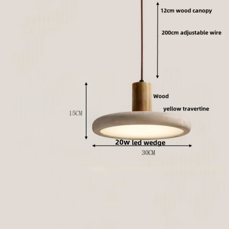 DecorBites™ Adjustable LED Pendant Light - Nordic Modern Yellow Travertine Marble Wood Fixture