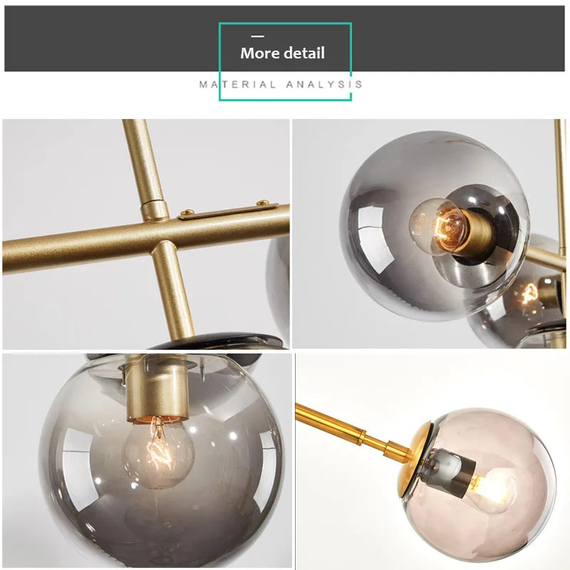 Nordic Long Bar Glass Globe Pendant Light