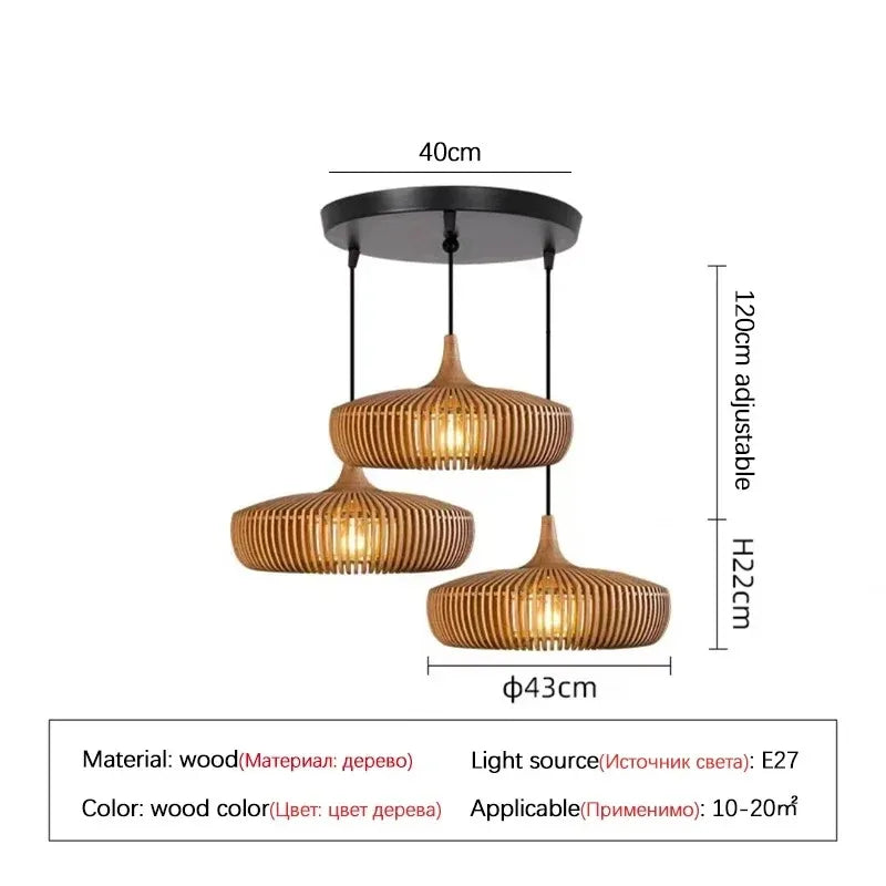 Wabi-Sabi Hollowed Wood Pendant Light in Brown