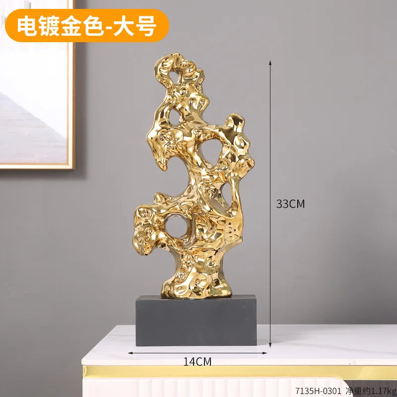 تُحف ديكور المنزل من DecorBites™: تماثيل مرجانية ذهبية مجوفة
