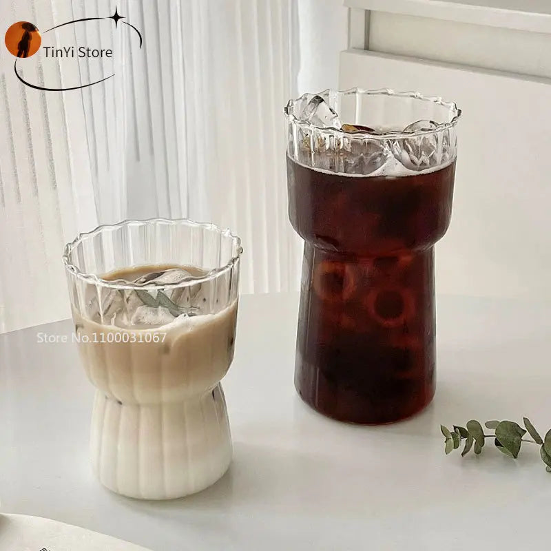 Tasse en verre à rayures résistante à la chaleur DecorBites™ pour la maison et le bureau