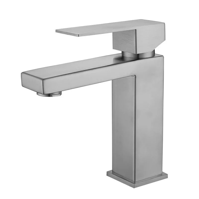 DecorBites™ Brushed Gold Basin Faucet Single Handle Cold Hot Water Mixer Deck Mounted