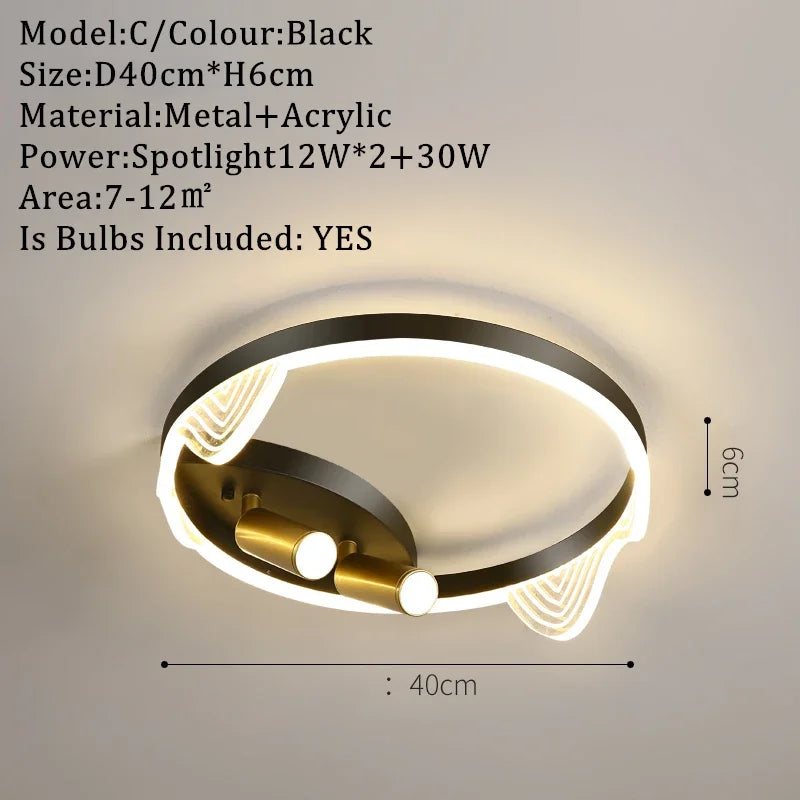 DecorBites™ مصابيح سقف LED ذهبية مع جهاز تحكم عن بعد، قابلة للتعتيم لغرفة المعيشة والمطبخ