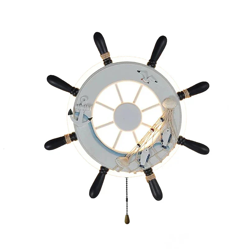 DecorBites™ مصباح حائط دفة سفينة LED للأطفال - ديكور البحر الأبيض المتوسط بطابع المحيط
