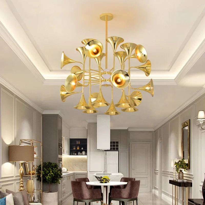 ثريا ترومبيت متوهجة ذهبية من DecorBites™ للمطبخ والردهة وغرفة الدراسة وغرفة الاستقبال