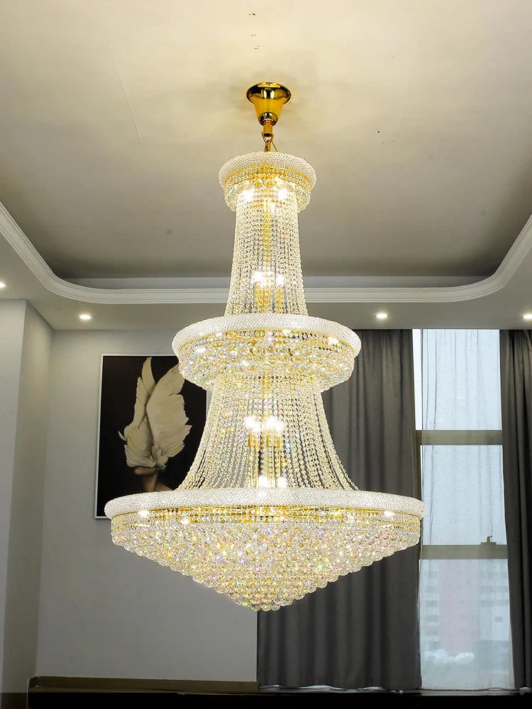 Modern Crystal Staircase Chandelier in Gold or Black