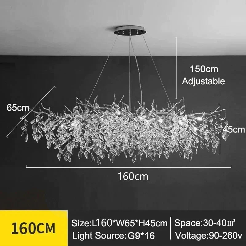 Modern Silver Crystal Chain Pendant Chandelier