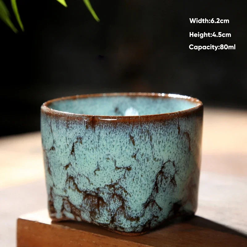 فنجان شاي سيراميك من DecorBites™ ياباني الصنع بتأثير الفرن - كوب قهوة إسبريسو خزفي، فنجان شاي كونغ فو